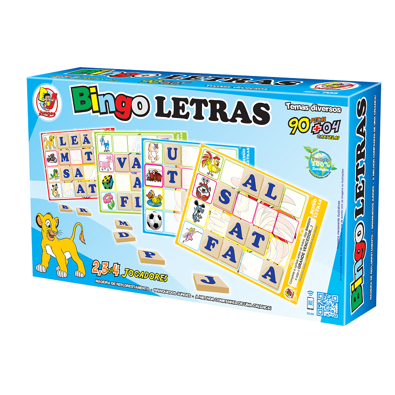 Jogo Educativo Bingo Letras Madeira 90 Peças Infantil - 705